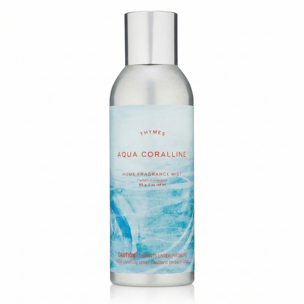 Thymes Home Fragrance Mist – Room Air Fresheners for Home Long Lasting – Air Freshener Spray – Premium Home Fragrance – Notes of Water Lily, Crips Driftwood, & Lemon Pulp (Aqua Coralline, 3 oz)