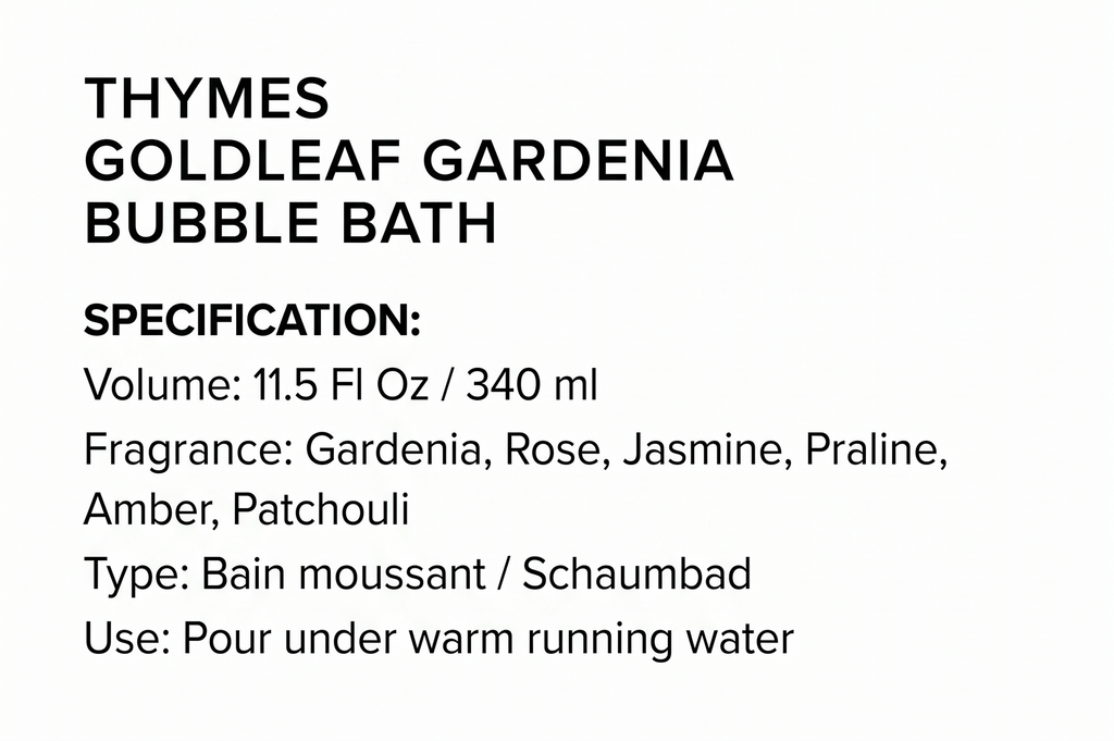 Thymes Bubble Bath - 11.5 Fl Oz - Goldleaf Gardenia