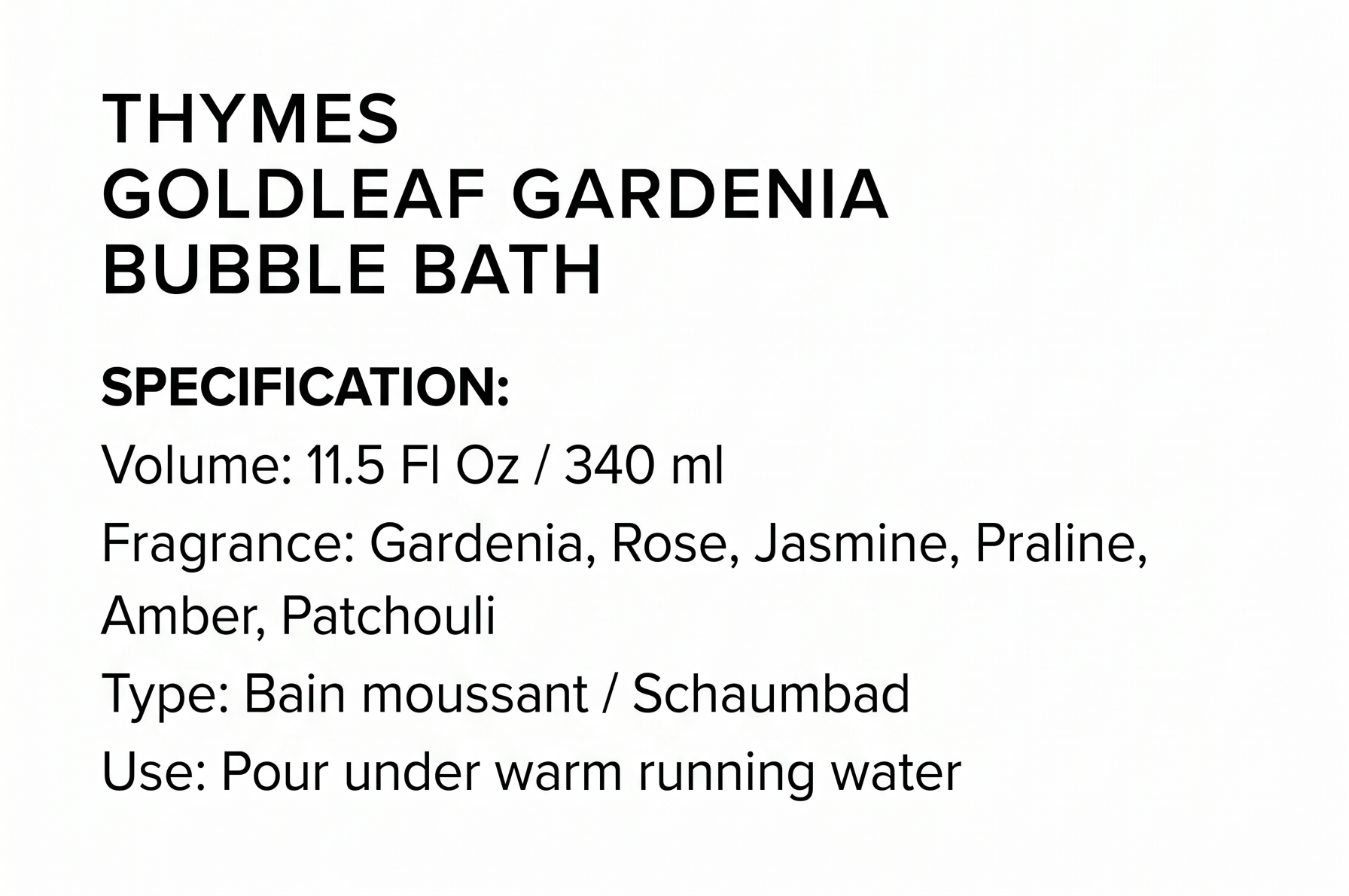 Thymes Bubble Bath - 11.5 Fl Oz - Goldleaf Gardenia