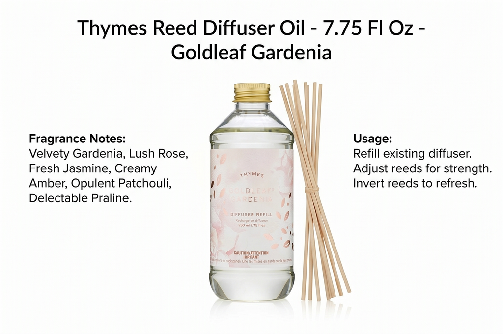 Thymes Reed Diffuser Oil - 7.75 Fl Oz - Goldleaf Gardenia