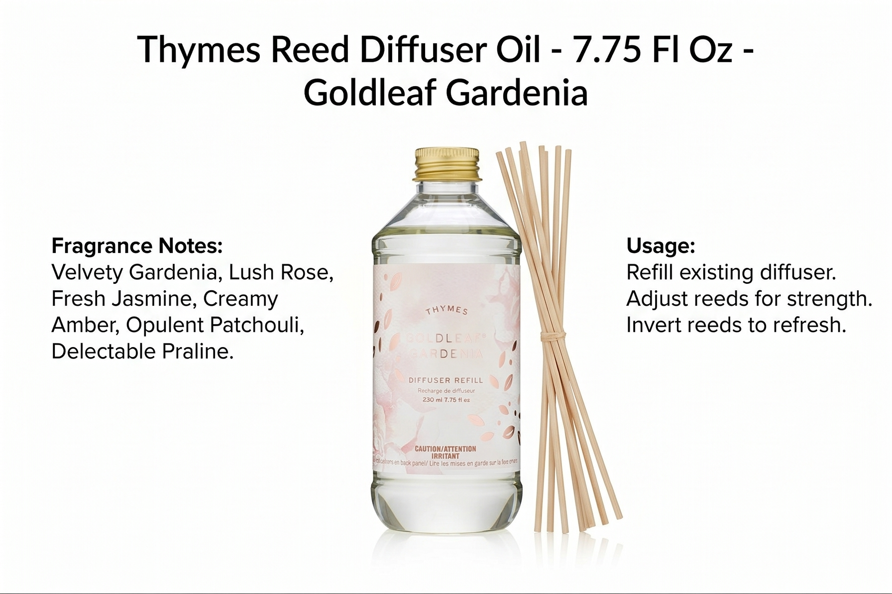 Thymes Reed Diffuser Oil - 7.75 Fl Oz - Goldleaf Gardenia