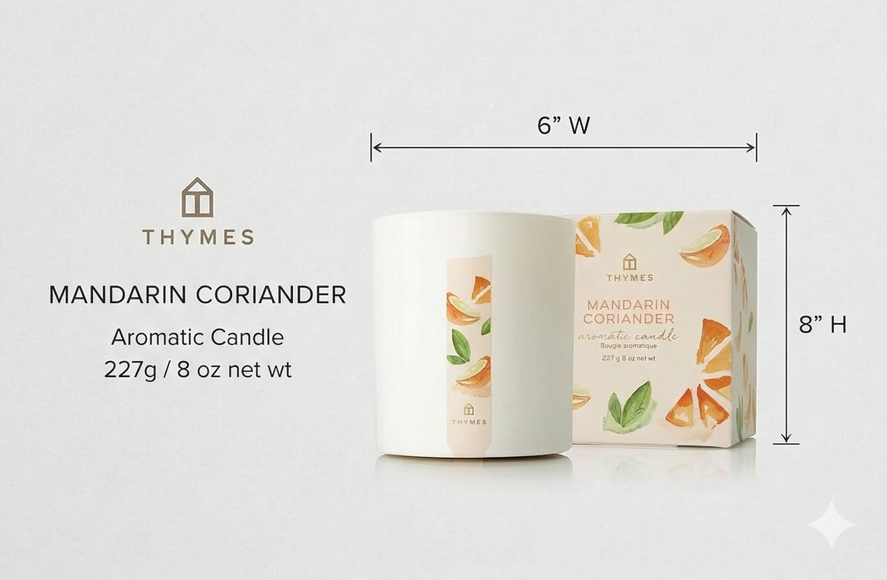 Thymes Candle - 8 Oz - Mandarin Coriander