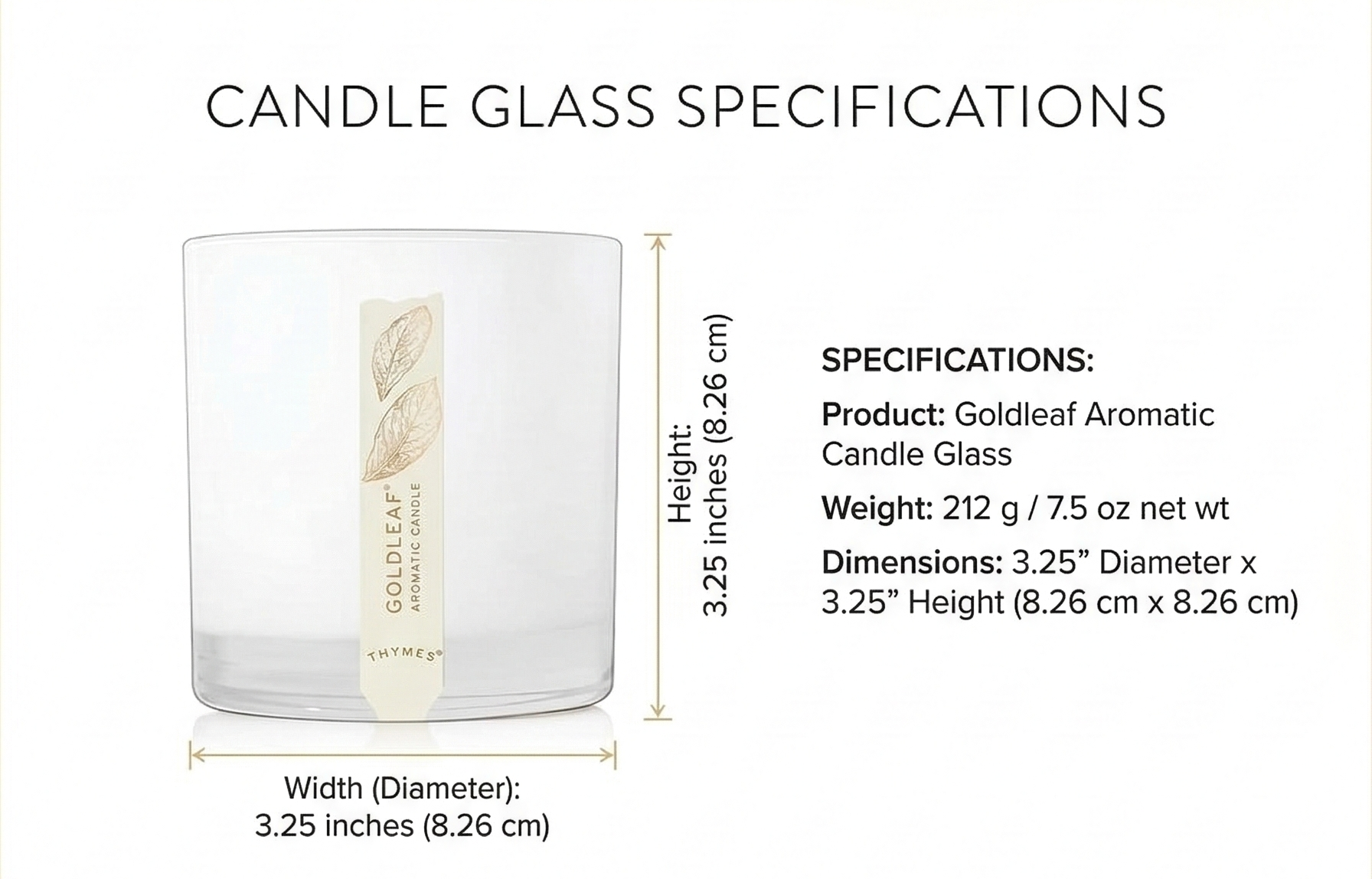Thymes Aromatic Jar Candle - Goldleaf Scented Candle for a Floral Home Fragrance - Matte White Candles (7.5 oz)