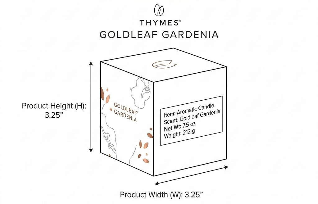 Thymes Aromatic Jar Candle - Goldleaf Gardenia Scented Candle for a Floral Home Fragrance - Matte White Candles (7.5 oz)