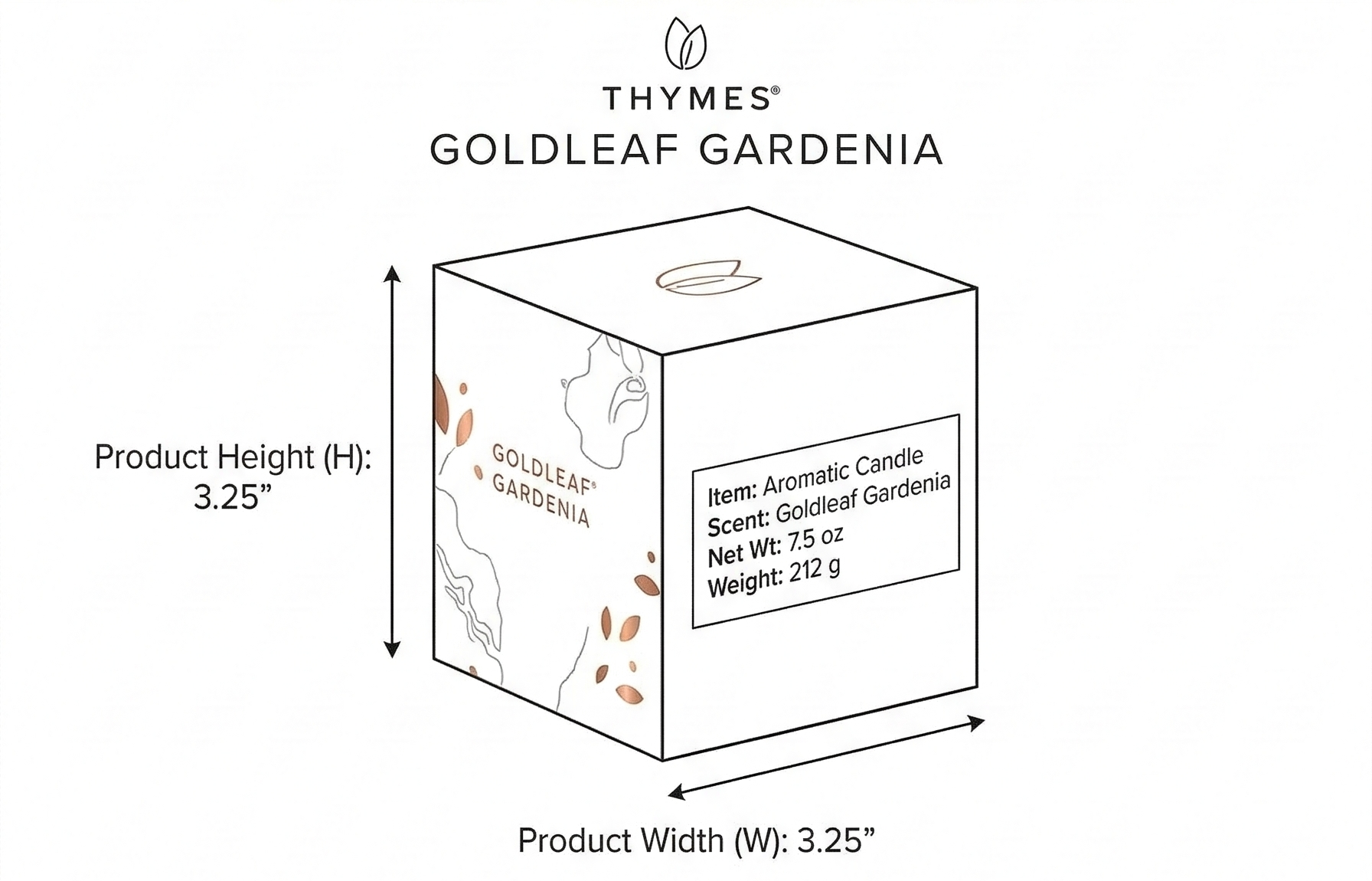 Thymes Aromatic Jar Candle - Goldleaf Gardenia Scented Candle for a Floral Home Fragrance - Matte White Candles (7.5 oz)