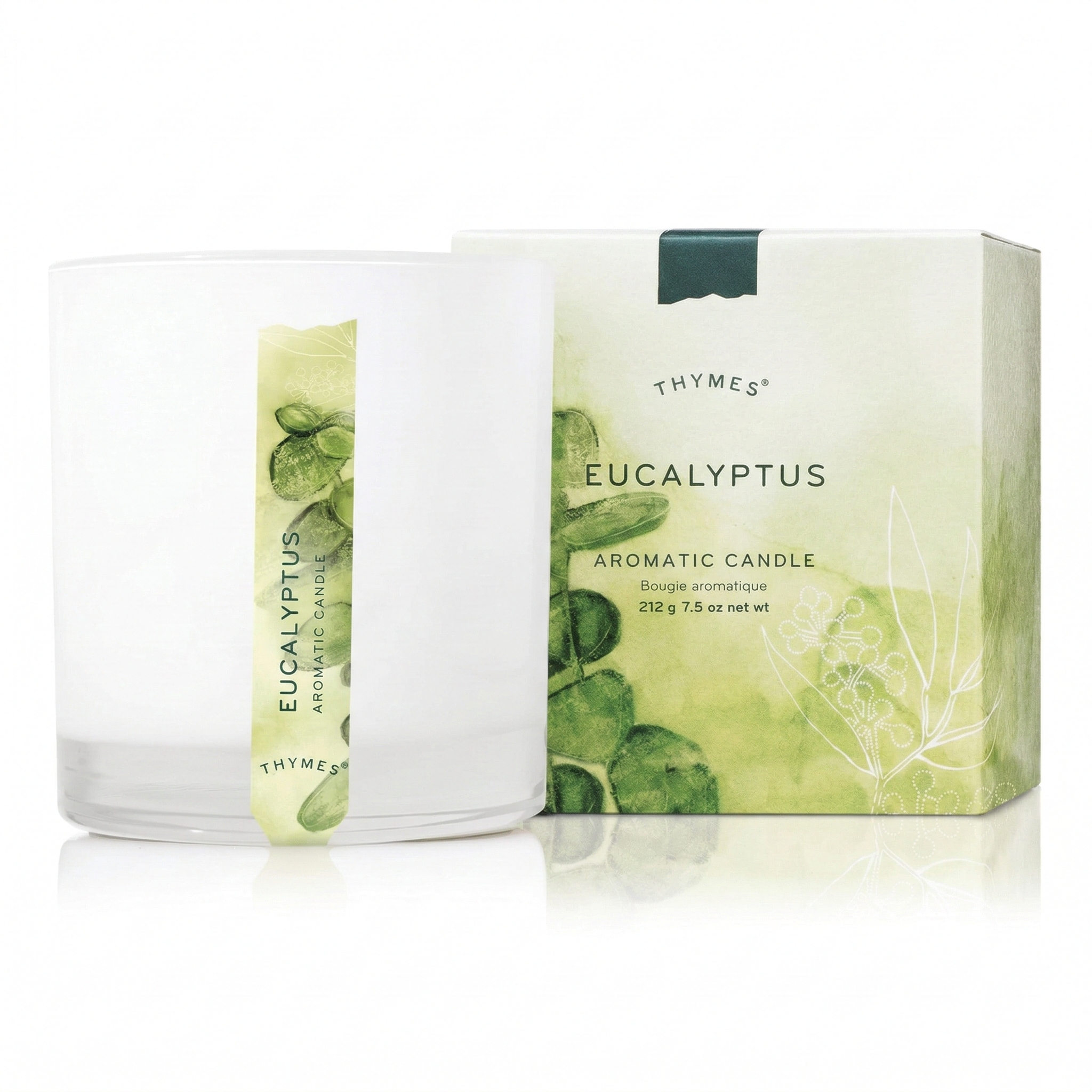 Thymes Aromatic Jar Candle - Eucalyptus Scented Candle for a Fresh Home Fragrance - Luxury Aromatherapy Candle - Single Wick Glass Candle - Matte White Candles (7.5 oz)