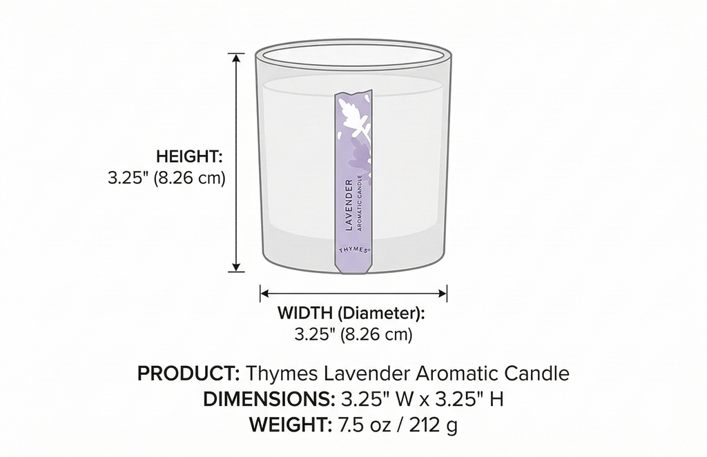 Thymes Aromatic Jar Candle - Lavender Scented Candle for a Soothing Home Fragrance - Matte White Candles (7.5 oz)