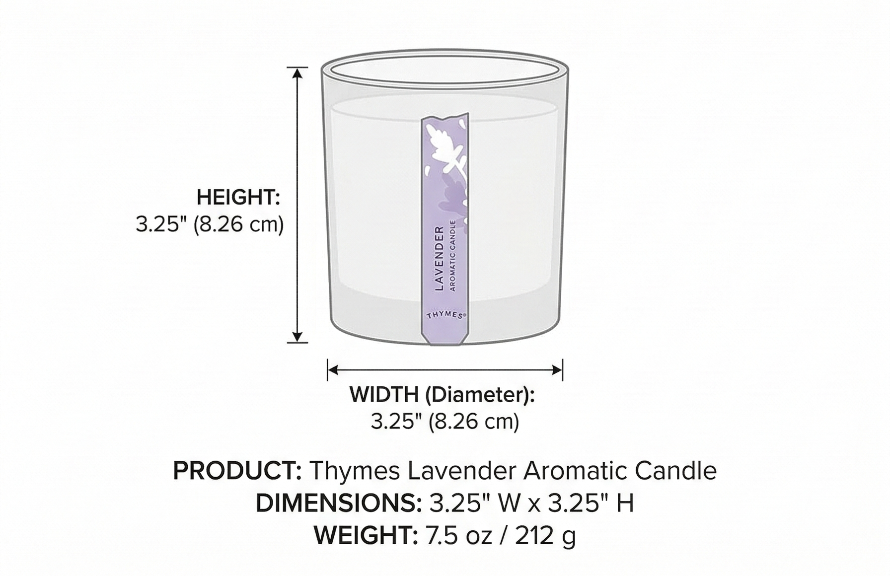 Thymes Aromatic Jar Candle - Lavender Scented Candle for a Soothing Home Fragrance - Matte White Candles (7.5 oz)