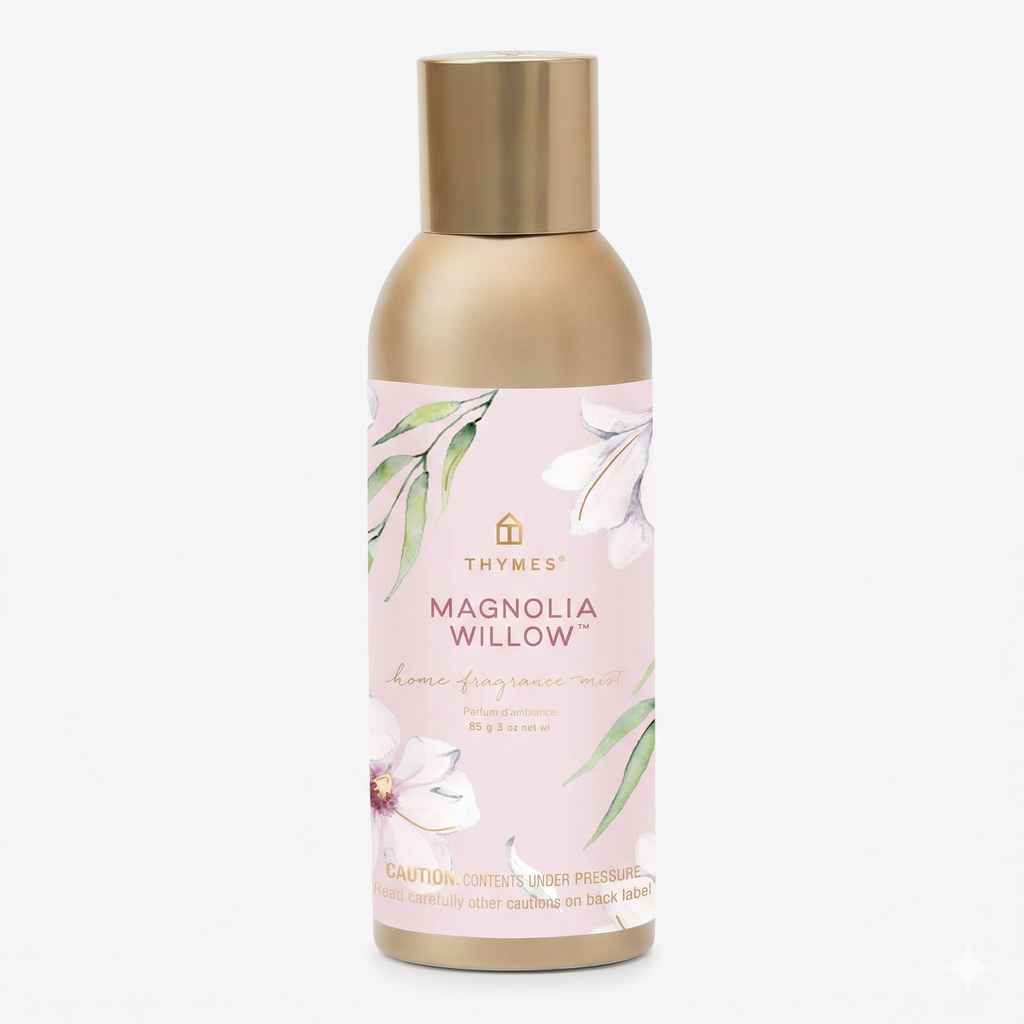 Thymes Home Fragrance Mist – Room Air Fresheners for Home Long Lasting – Air Freshener Spray – Premium Home Fragrance – Airy Notes of Willow, Magnolia, Mandarin & Jasmine (Magnolia Willow, 3 oz)