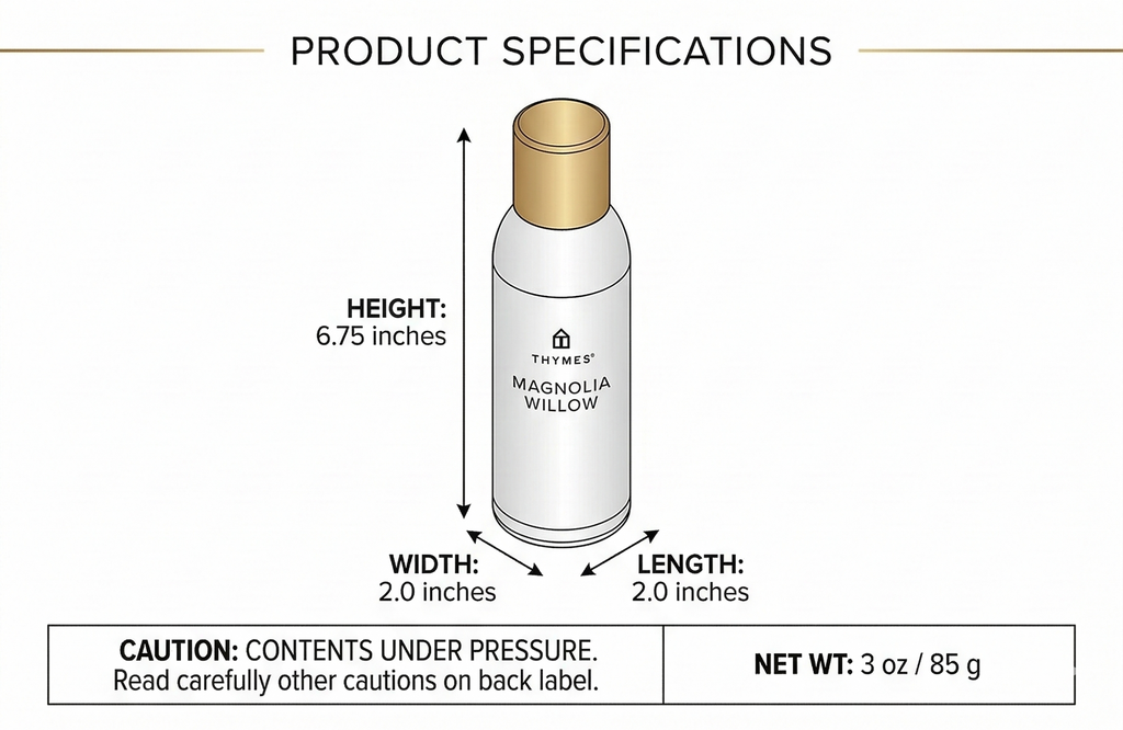 Thymes Home Fragrance Mist – Room Air Fresheners for Home Long Lasting – Air Freshener Spray – Premium Home Fragrance – Airy Notes of Willow, Magnolia, Mandarin & Jasmine (Magnolia Willow, 3 oz)