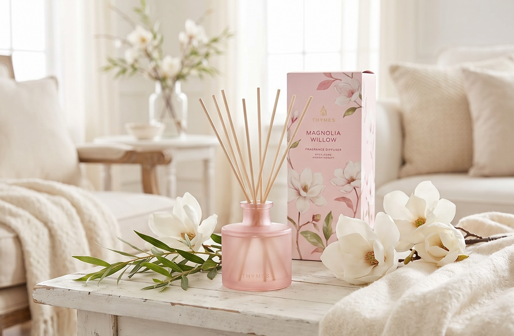 Thymes Petite Reed Diffuser - Magnolia Willow - 4.0 Fl Oz