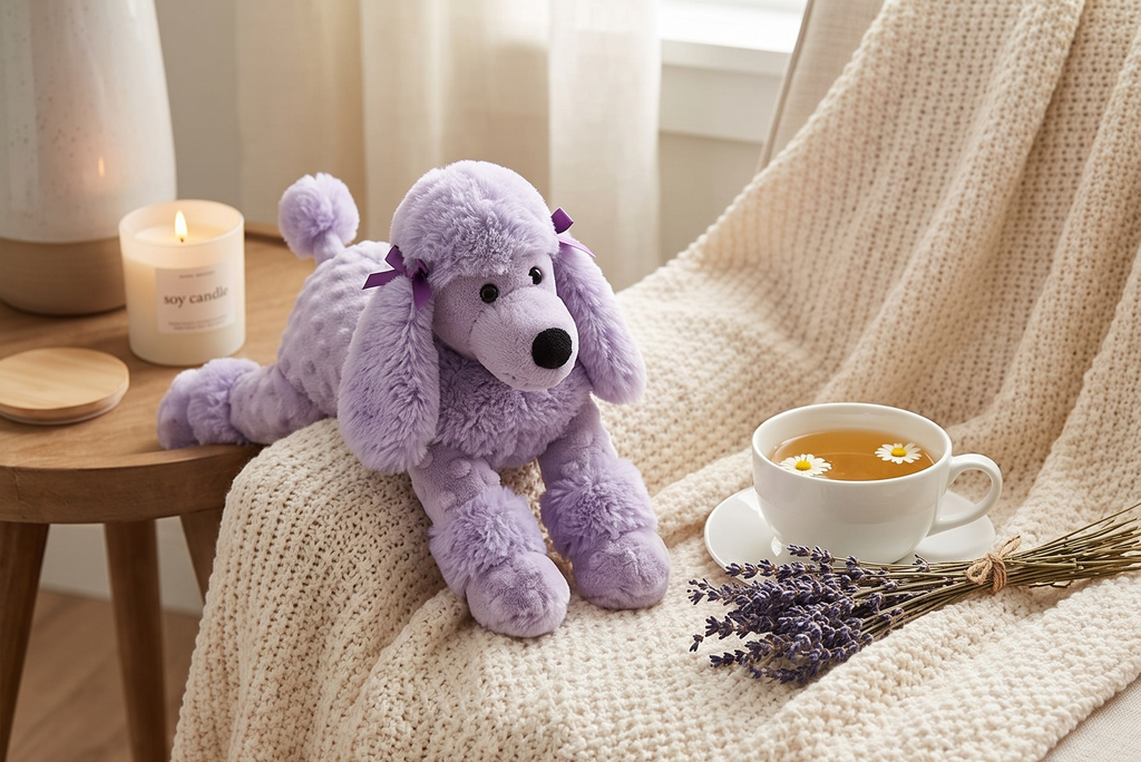 Sonoma Lavender Microwaveable Aromatherapy Stuffed Pillows, Plush Dog, Lavender Scented with Removable Washable Cover (Poodle)