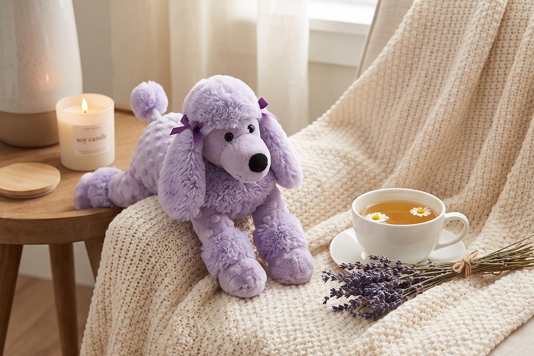 Sonoma Lavender Microwaveable Aromatherapy Stuffed Pillows, Plush Dog, Lavender Scented with Removable Washable Cover (Poodle)