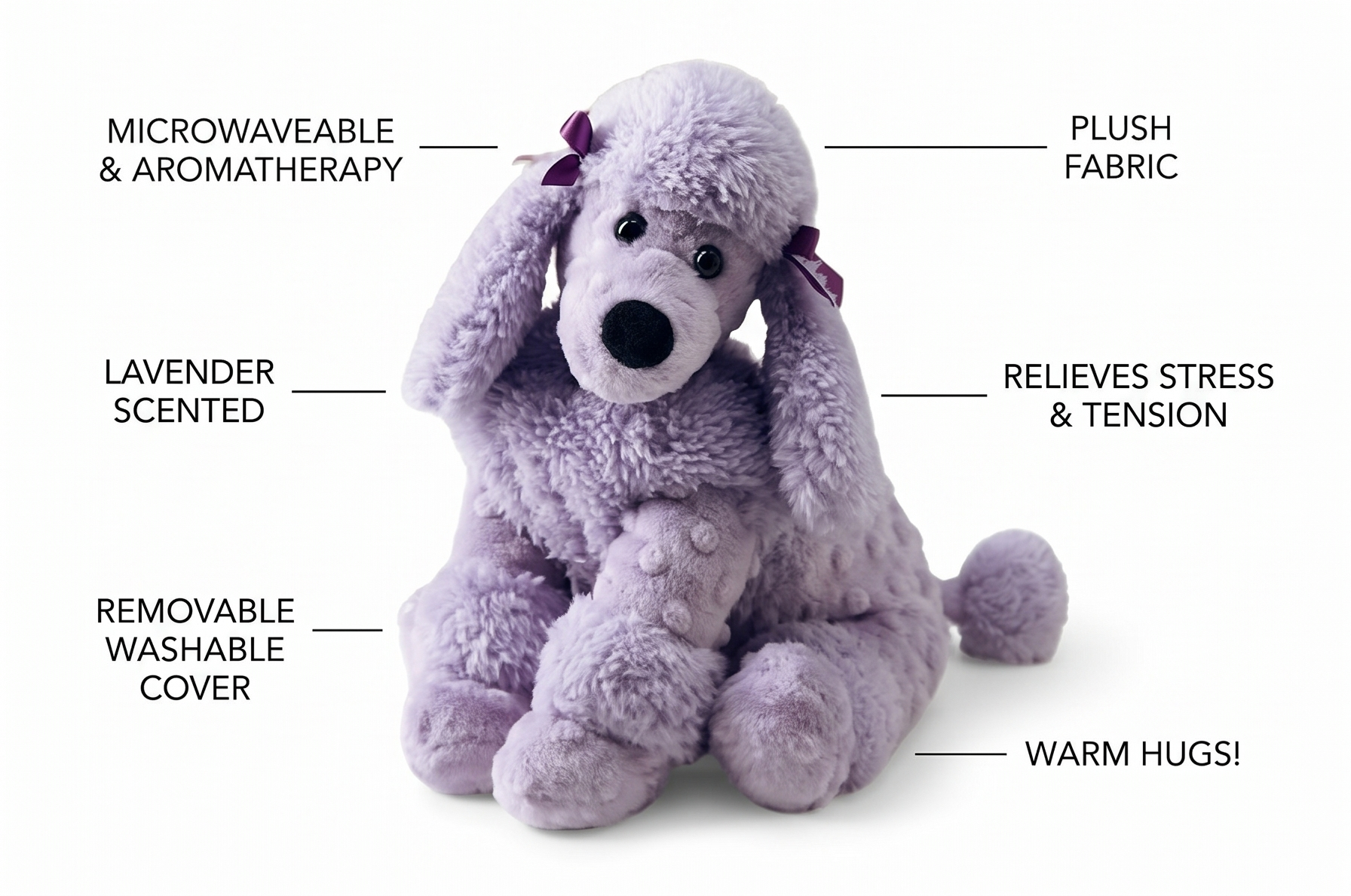 Sonoma Lavender Microwaveable Aromatherapy Stuffed Pillows, Plush Dog, Lavender Scented with Removable Washable Cover (Poodle)