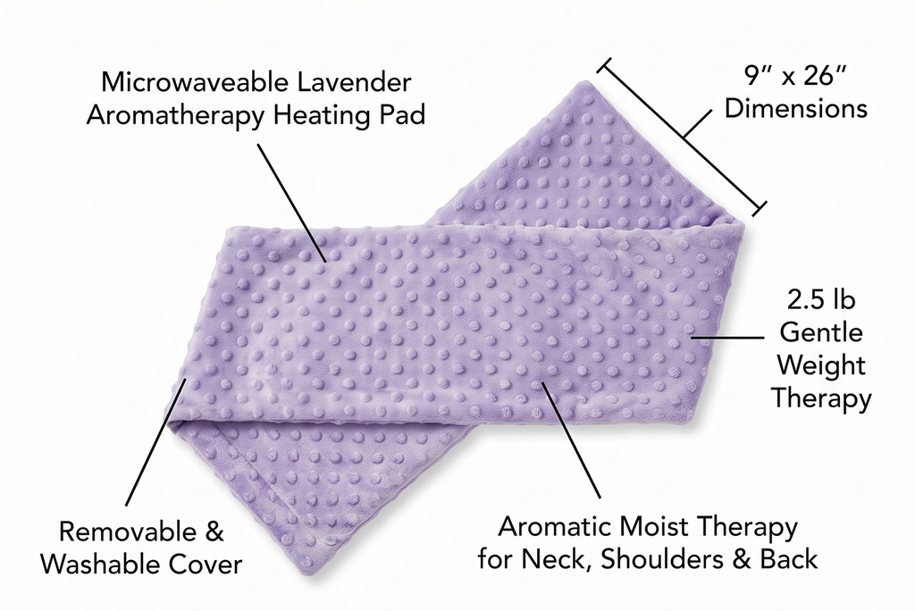 Sonoma Lavender Spa Heat Wrap for Neck, Shoulders and Lower Back, Microwaveable Lavender Aromatherapy Heating Pad, Removable and Washable Covers, Stress and Pain Relief (9" x 26", Lilac Dot)