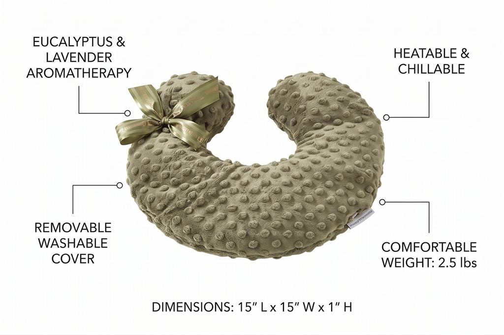 Sonoma Lavender Luxury Eucalyptus/Lavender Heatable/Chillable Neck Pillow, Microwaveable for Neck and Shoulders with Removable Washable Covers, Great for Relaxation and Pain Relief (Green Dot)