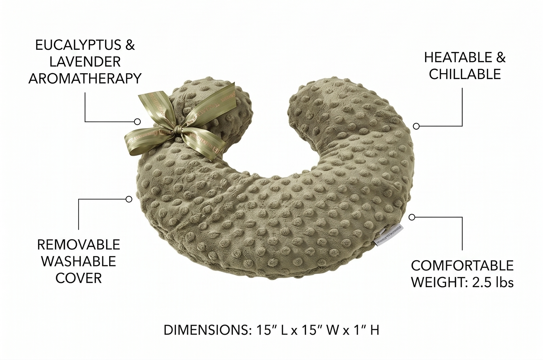 Sonoma Lavender Luxury Eucalyptus/Lavender Heatable/Chillable Neck Pillow, Microwaveable for Neck and Shoulders with Removable Washable Covers, Great for Relaxation and Pain Relief (Green Dot)