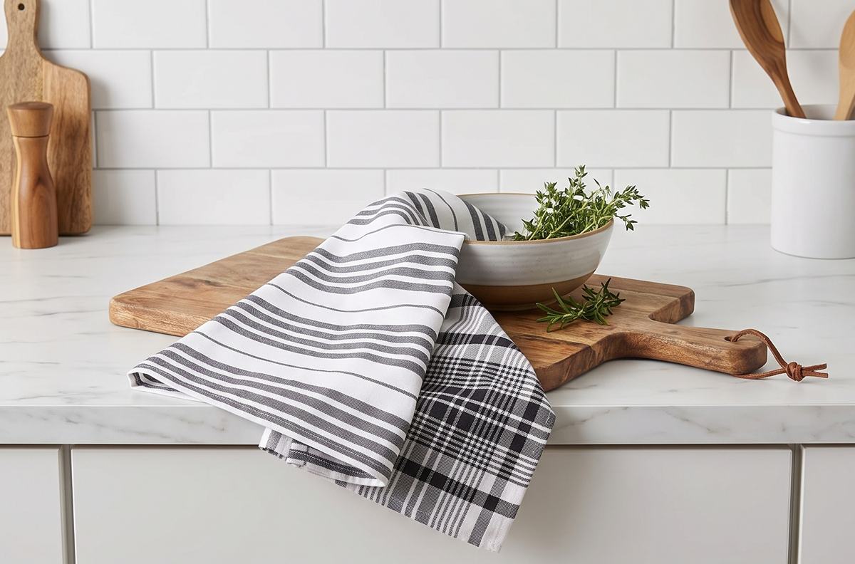 Now Designs Jumbo Pure Kitchen Towel Set of 3, Black