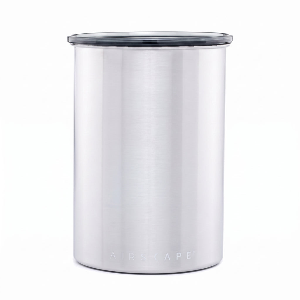 Planetary Design Airscape Stainless Steel Coffee Canister | Food Storage Container | US Patented Inner Plunger Lid REMOVES Excess Oxygen | Don't Buy airtight, Buy AIR-Less (Medium, Brushed Steel)