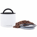 Planetary Design Airscape Stainless Steel Coffee Canister | Food Storage Container | US Patented Airtight Lid | Push Out Excess Air Preserve Food Freshness (Small, Matte White)