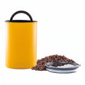 Planetary Design Airscape Stainless Steel Coffee Canister | Food Storage Container | US Patented Airtight Lid | Push Out Excess Air Preserve Food Freshness (Medium, Matte Yellow)