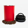 Planetary Design Airscape Stainless Steel Coffee Canister | Food Storage Container | US Patented Airtight Lid | Push Out Excess Air Preserve Food Freshness (Medium, Matte Red)
