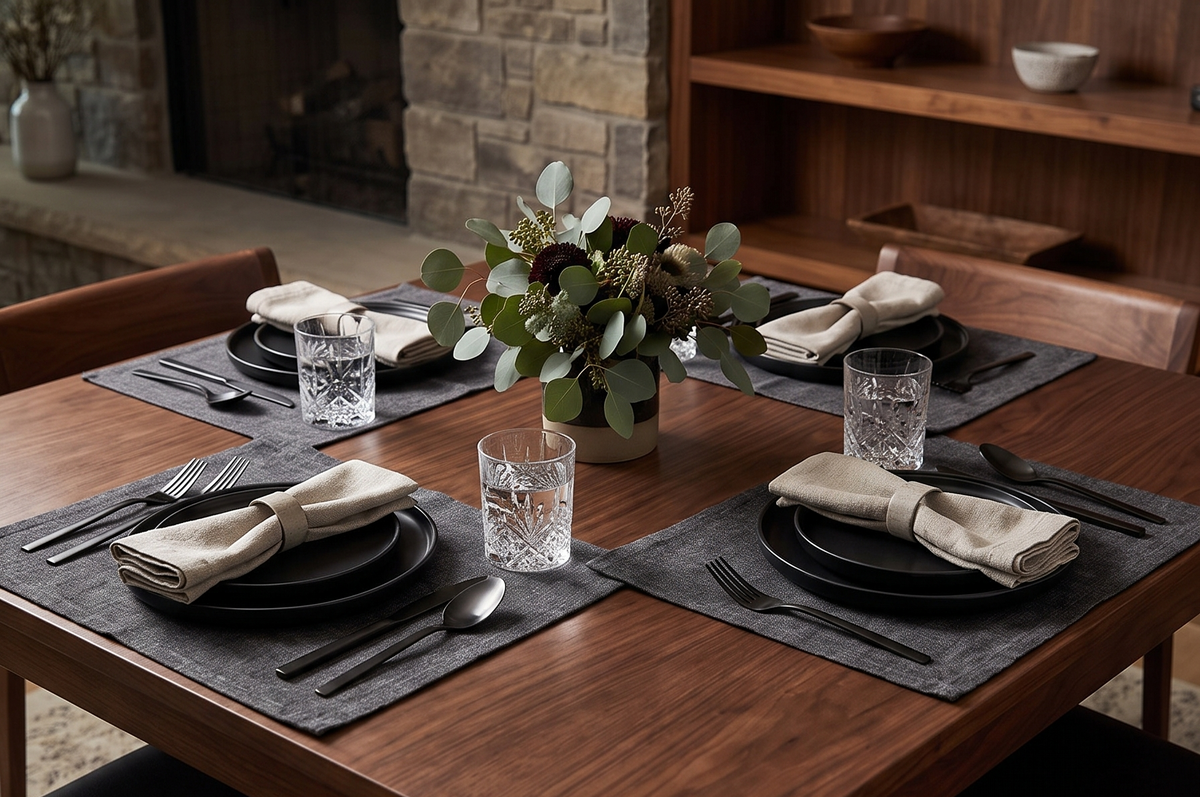 Fortessa Arezzo 18/10 Stainless Steel Flatware, 20 Piece Place Setting (Service for 4), Brushed Black