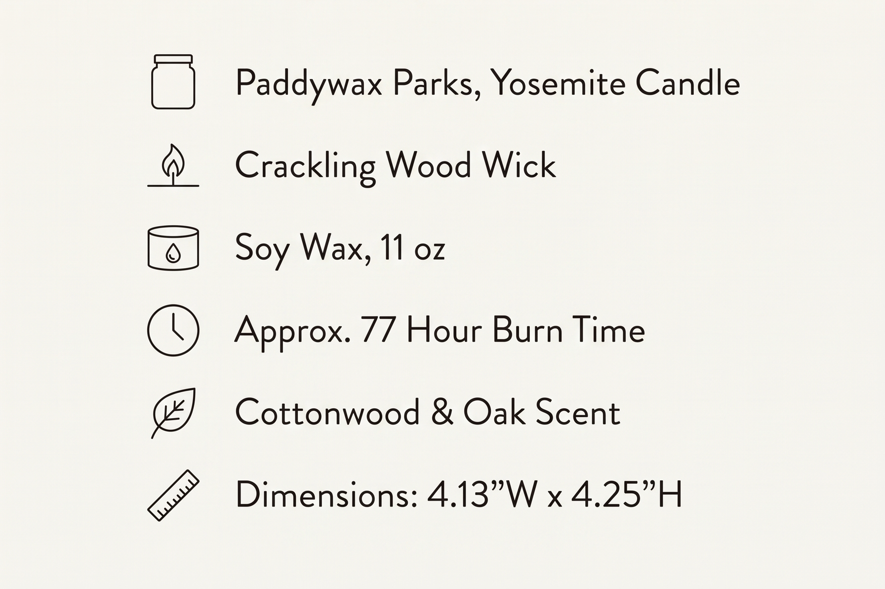 Paddywax Parks, Yosemite Scented Candle in Reusable Ceramic Jar with Crackling Wood Wick, Soy Candle with Approx. 77 Hour Burn Time, Decorative Gift Candles for Home, Cottonwood & Oak Scent, 11 oz