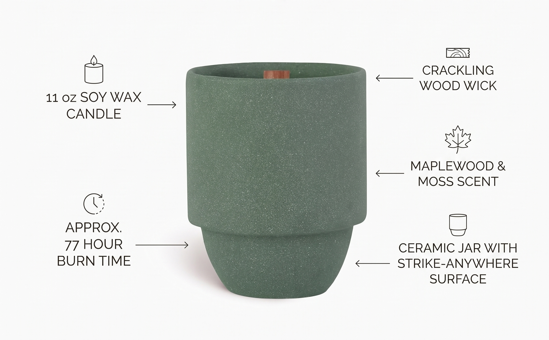 Paddywax Parks, Great Smoky Mountains Scented Candle in Ceramic Jar with Crackling Wood Wick, Soy Candle with Approx. 77 Hour Burn Time, Decorative Gift Candles for Home, Maplewood & Moss Scent, 11 oz
