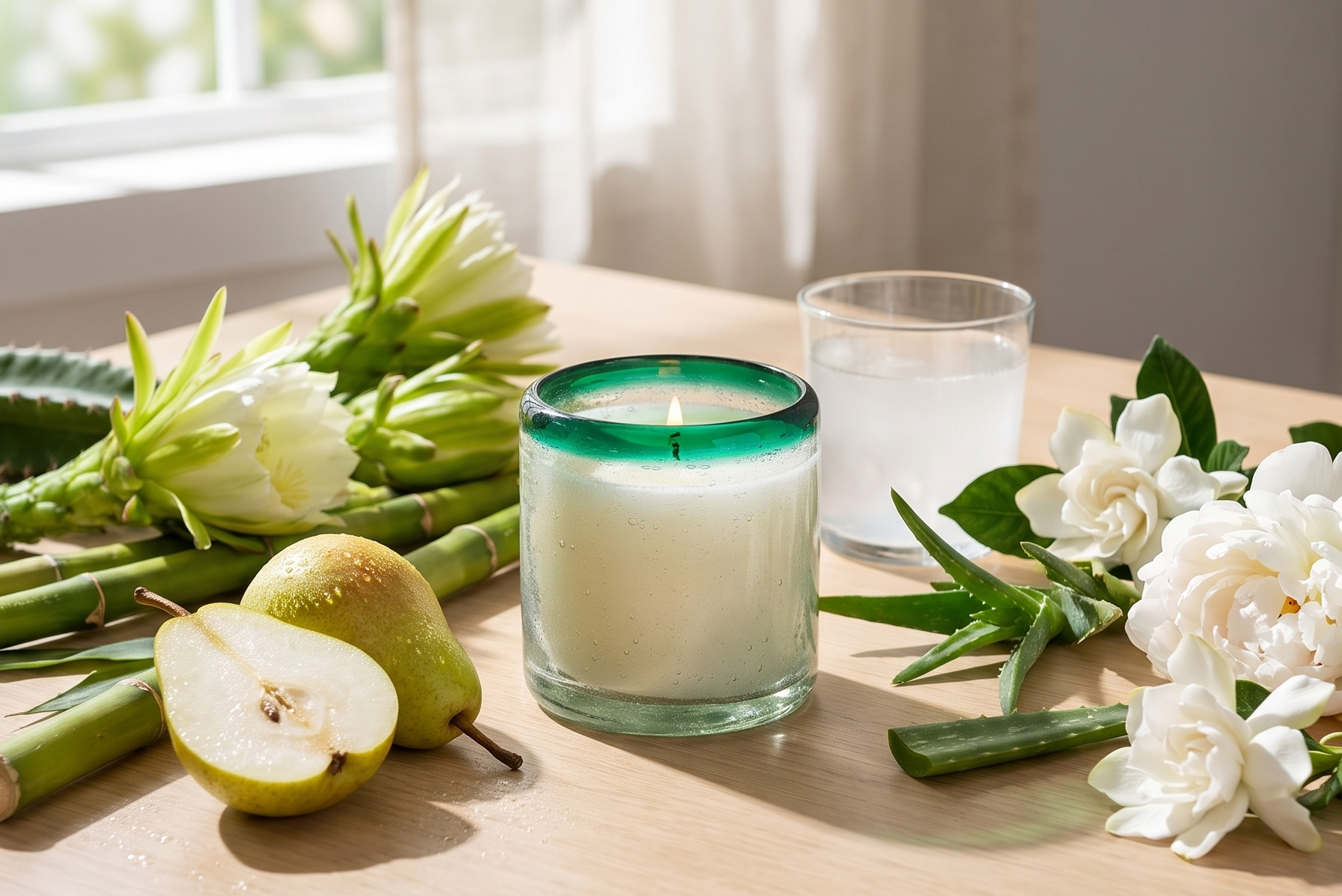 Paddywax La Playa, Cactus Flower + Bamboo Scented Candle in Reusable Hand-Blown Bubble Glass, Soy Wax Candle with Approx. 40 Hour Burn Time, Decorative Gift Candle for Home, Cactus Flower + Bamboo