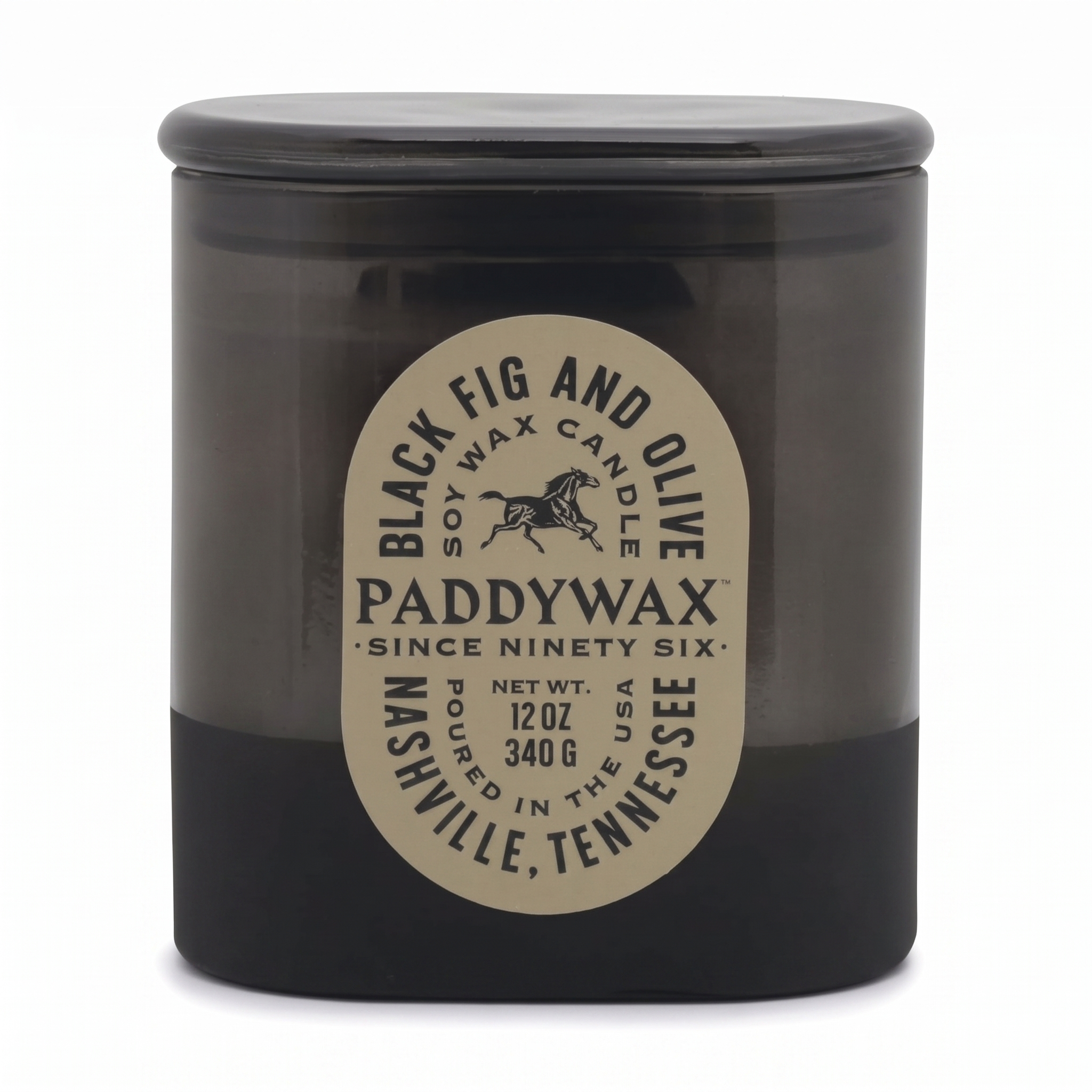 Paddywax Vista Scented Candle with Lid in Reusable Tonal Glass Jar, Clean-Burn 2-Wick Soy Candle with Approx. 84 Hour Burn Time, Decorative Gift Candles for Home, Black Fig & Olive, 12 oz