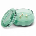 Paddywax Basalt Collection Scented Candle, Soy Wax Blend Glass Jar with Lid, Reusable Home Décor Candle, 10 oz, Turquoise Vessel, Fresh Air and Sea Salt