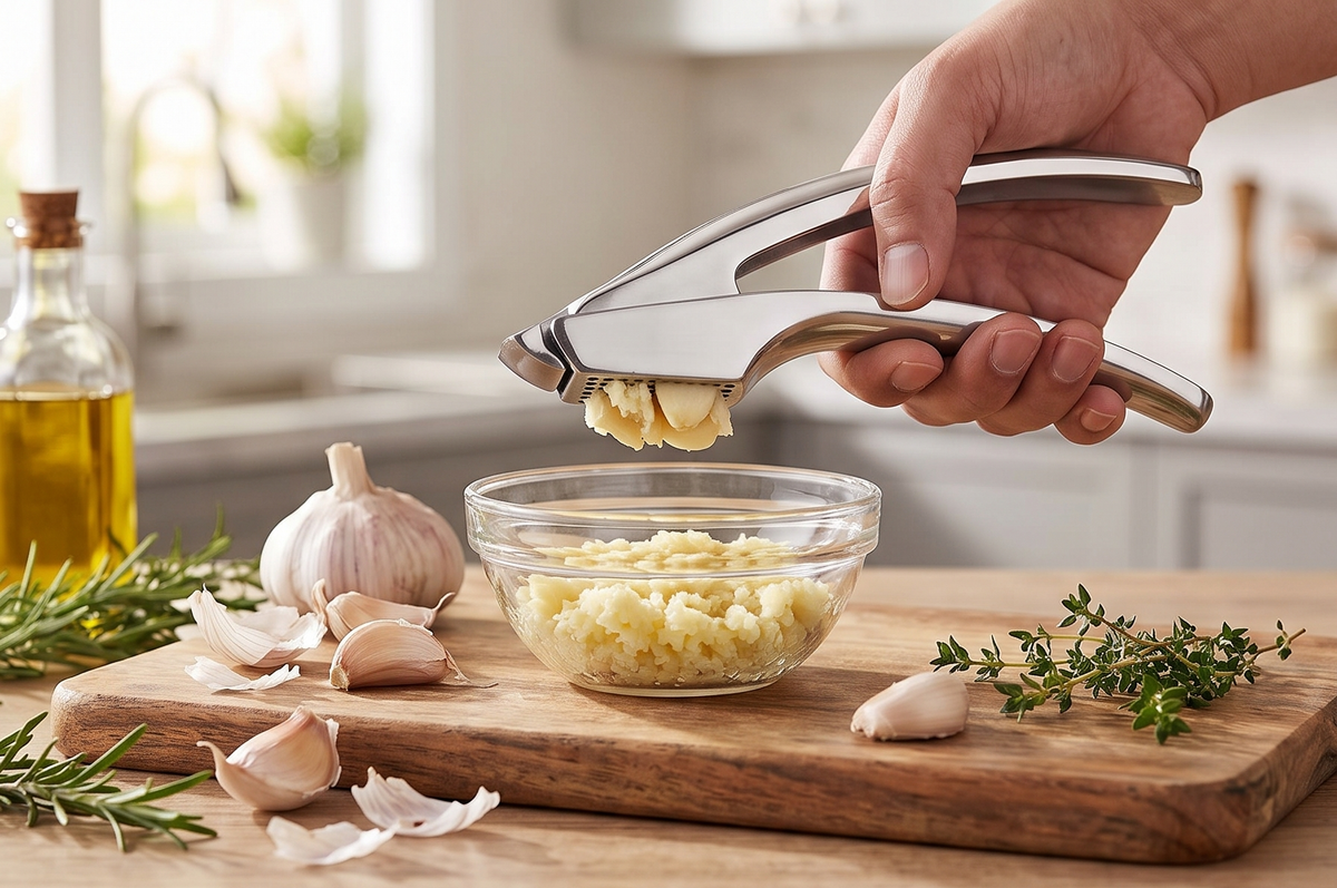 Lifetime Replacement Garlic Press Stainless Steel No Need to Peel, Detachable Handle for Fine Mincing-Premium Garlic Mincer Tool, Rust-Proof, Easy to Clean, Dishwasher Safe Garlic Crusher