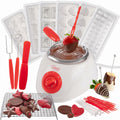 Electric Chocolate Melting Pot Set - Father's Day Brunch Fondue & Candy Kit w/ 30 Bonus Accessories - Dip, Drizzle, Decorate Strawberries & Marshmallows - Party Appetizers & Desserts