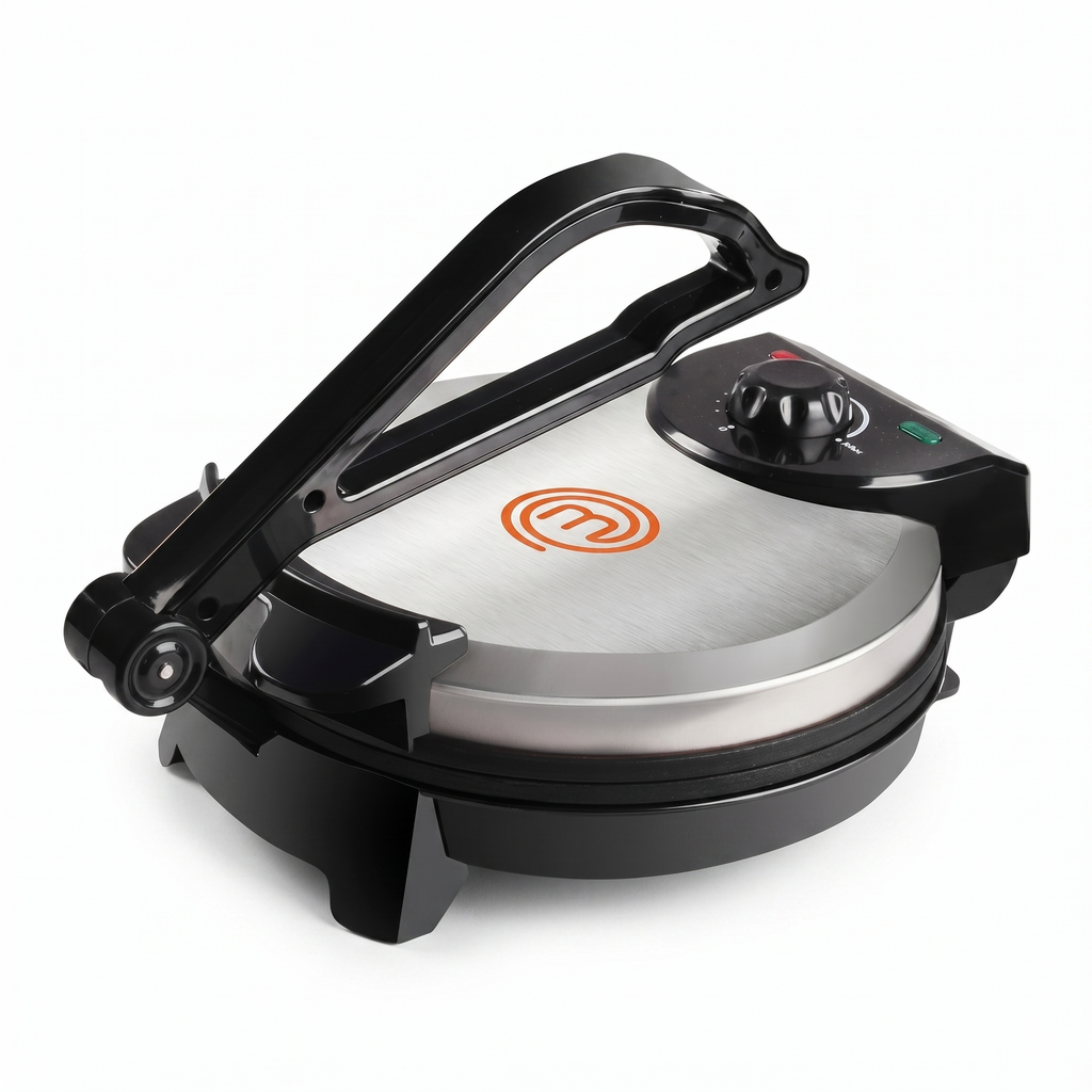 MasterChef Electric Tortilla Maker- Homemade Flatbread, Pitas, Bread, Tortillas- Heavy Duty, Non-stick Cooker is Easier than Tortilla Press, Adjustable Temperature Control and Uniform Baking, Gift