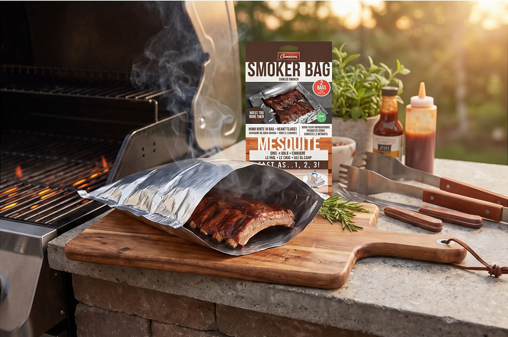 Mesquite Smoker Bags 2 Pack (11x12" ea) - Easily Infuse Natural Smoky Wood Flavor into Food w/Any Oven or BBQ Grill - Barbecue Smoking Wood Chips Inside Ready for Indoor Outdoor Use - Grilling Gift
