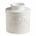 Butter Bell - The Original Butter Bell crock by L Tremain, a Countertop French Ceramic Butter Dish Keeper for Spreadable Butter, La Fleur Collection (White Raised Floral)