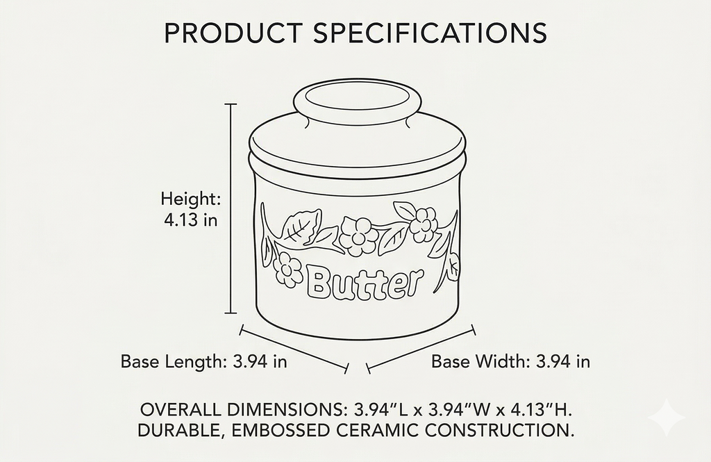 Butter Bell - The Original Butter Bell crock by L Tremain, a Countertop French Ceramic Butter Dish Keeper for Spreadable Butter, La Fleur Collection (White Raised Floral)