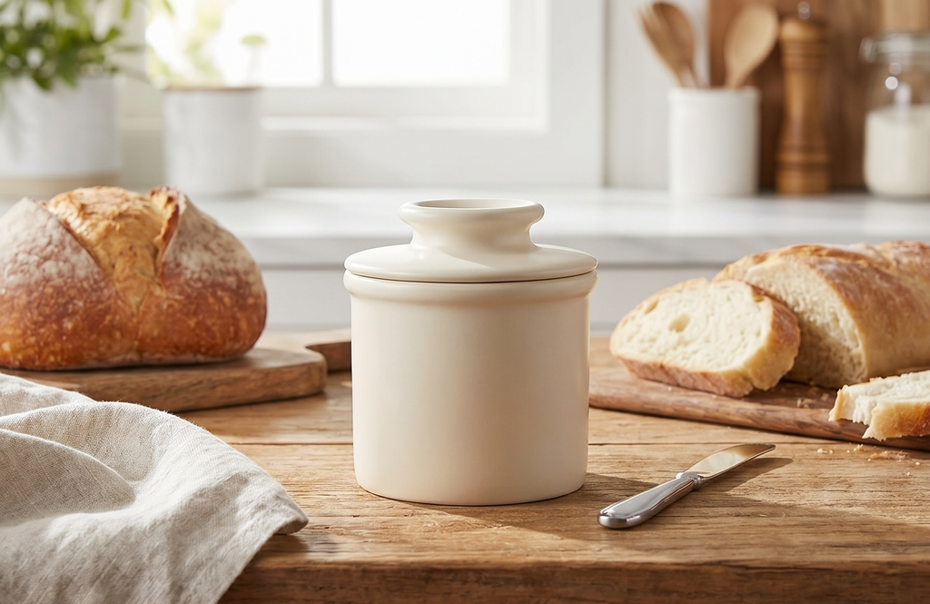 Butter Bell - The Original Butter Bell Crock by L. Tremain, a Countertop French Ceramic Butter Dish Keeper for Spreadable Butter, French Ceramic Butter Dish Keeper, Specialty (Ivory Matte)