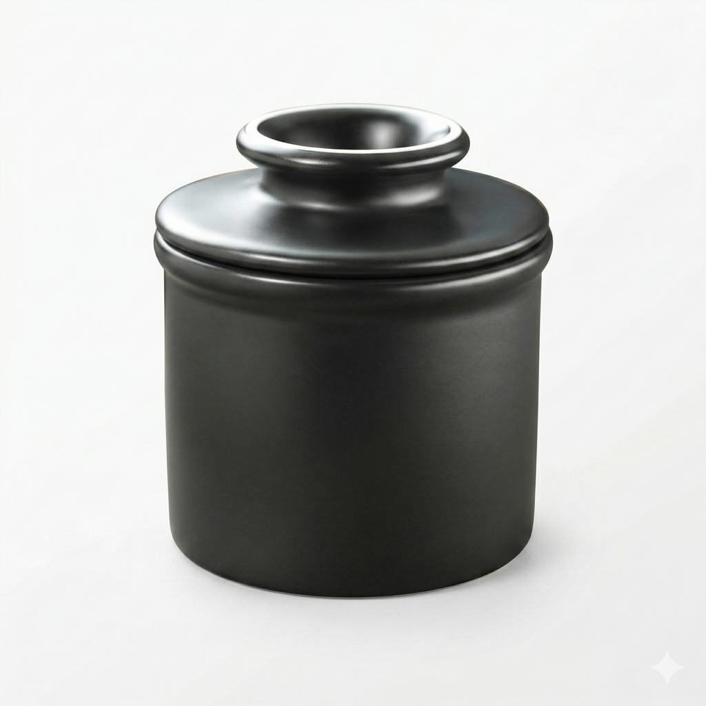 Butter Bell - The Original Butter Bell Crock by L. Tremain, a Countertop French Ceramic Butter Dish Keeper for Spreadable Butter, French Ceramic Butter Dish Keeper, Specialty (Matte Black)