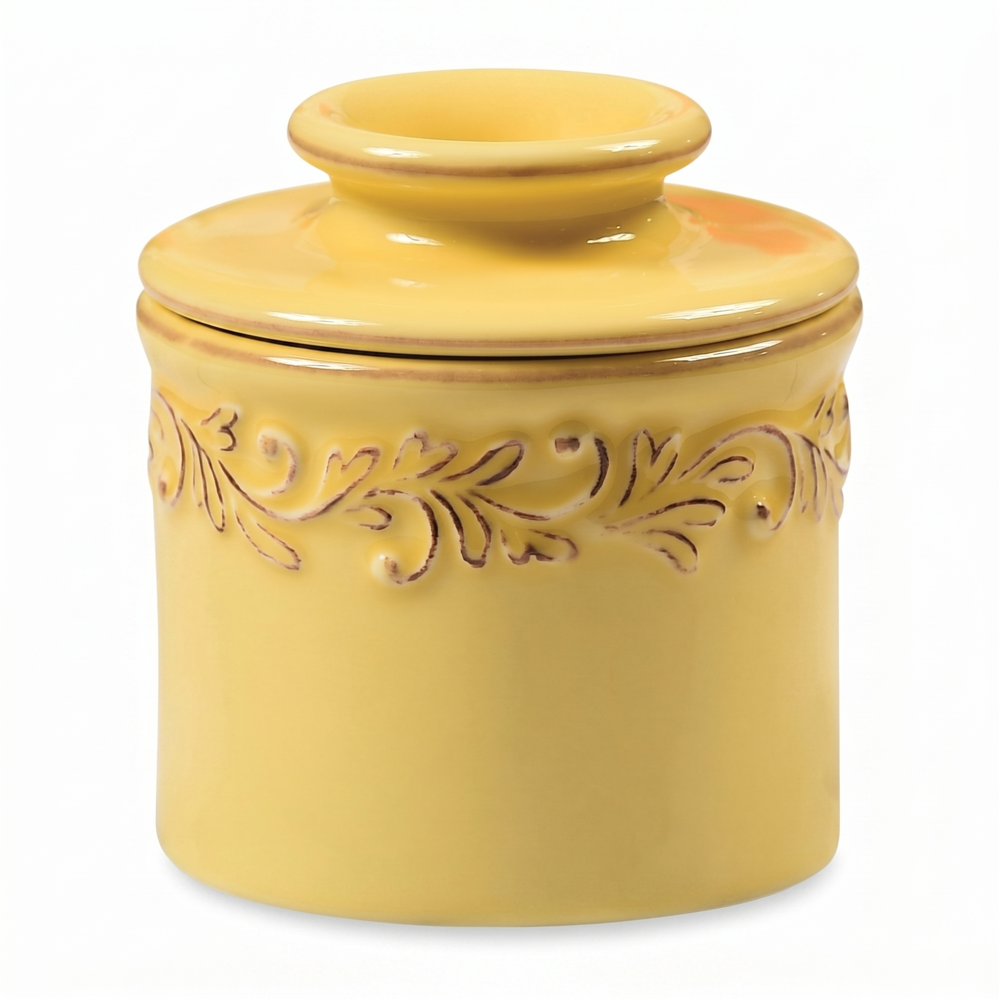 Butter Bell - The Original Butter Bell crock by L Tremain, a Countertop French Ceramic Butter Dish Keeper for Spreadable Butter, Antique Collection, Goldenrod