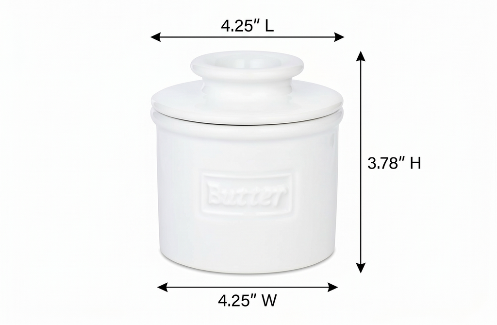 Butter Bell - The Original Butter Bell crock by L Tremain, a Countertop French Ceramic Butter Dish Keeper for Spreadable Butter, Café Matte & Retro Collection (BBCCWHT)