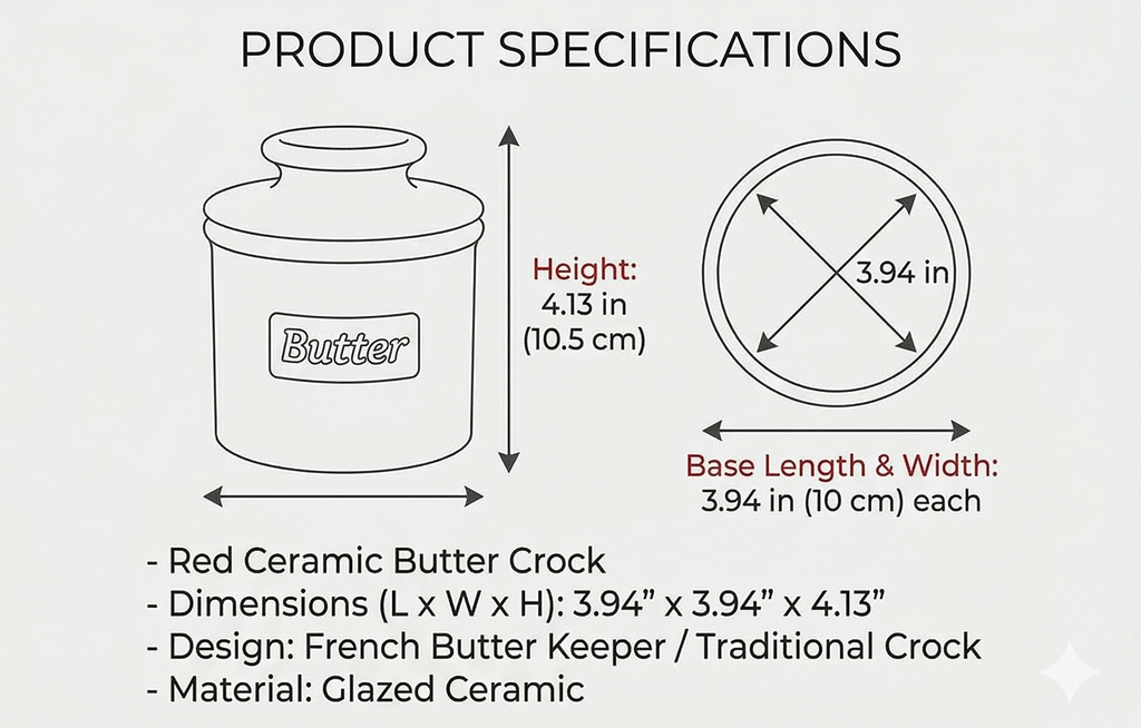 Butter Bell - The Original Butter Bell crock by L Tremain, a Countertop French Ceramic Butter Dish Keeper for Spreadable Butter, Café Retro Collection, Maraschino Red, Glossy Finish