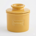 Butter Bell - The Original Butter Bell crock by L Tremain, a Countertop French Ceramic Butter Dish Keeper for Spreadable Butter, Café Retro Collection, Golden Yellow, Glossy Finish