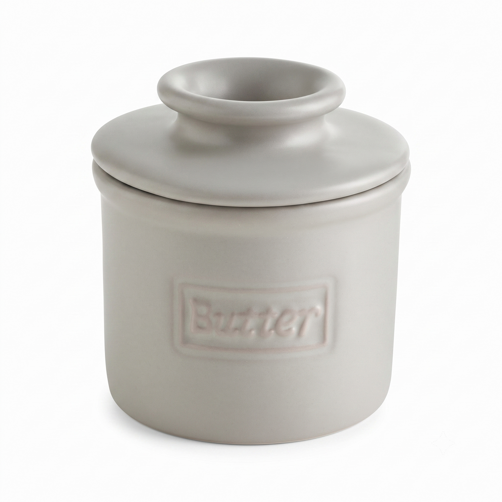 Butter Bell - The Original Butter Bell crock by L Tremain, a Countertop French Ceramic Butter Dish Keeper for Spreadable Butter, Café Matte Collection, Stone
