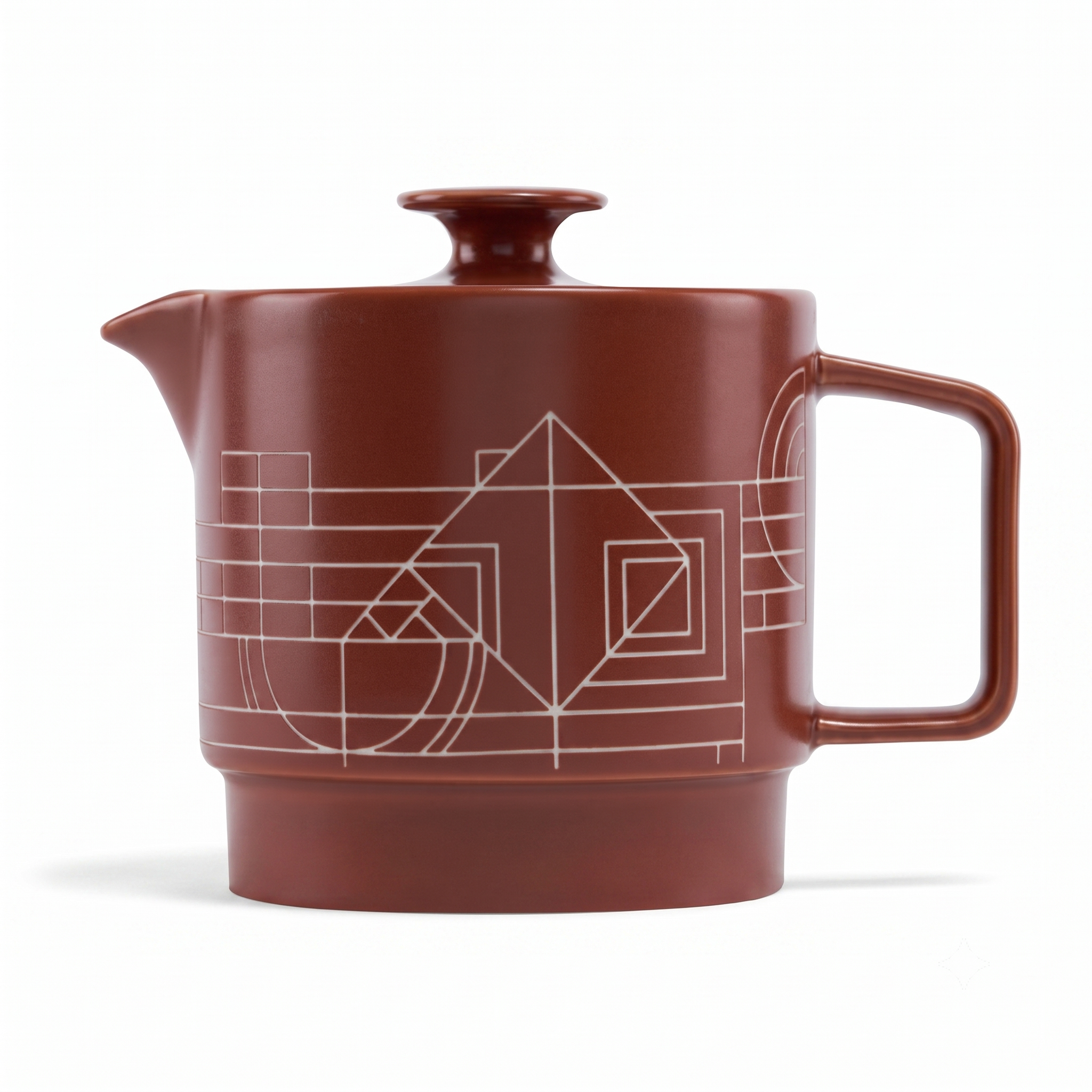 Tea Forte Ceramic Teapot with Removable Stainless Steel Infuser Basket and Lid, Steeps 24 oz. Loose Leaf Tea, Dishwasher & Microwave Safe, Terra - Frank Lloyd Wright