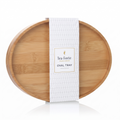 Tea Forte Natural Bamboo Small Oval Decorative Serving Tray for Tea, Coffee, Snacks, 9 in x 7 in