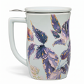 Tea Forte Ceramic Fiore Cup with Handle, Removeable Stainless Steel Infuser Basket and Lid, Steeps 14 oz Loose Leaf Tea, Dishwasher & Microwave Safe, Demoiselle