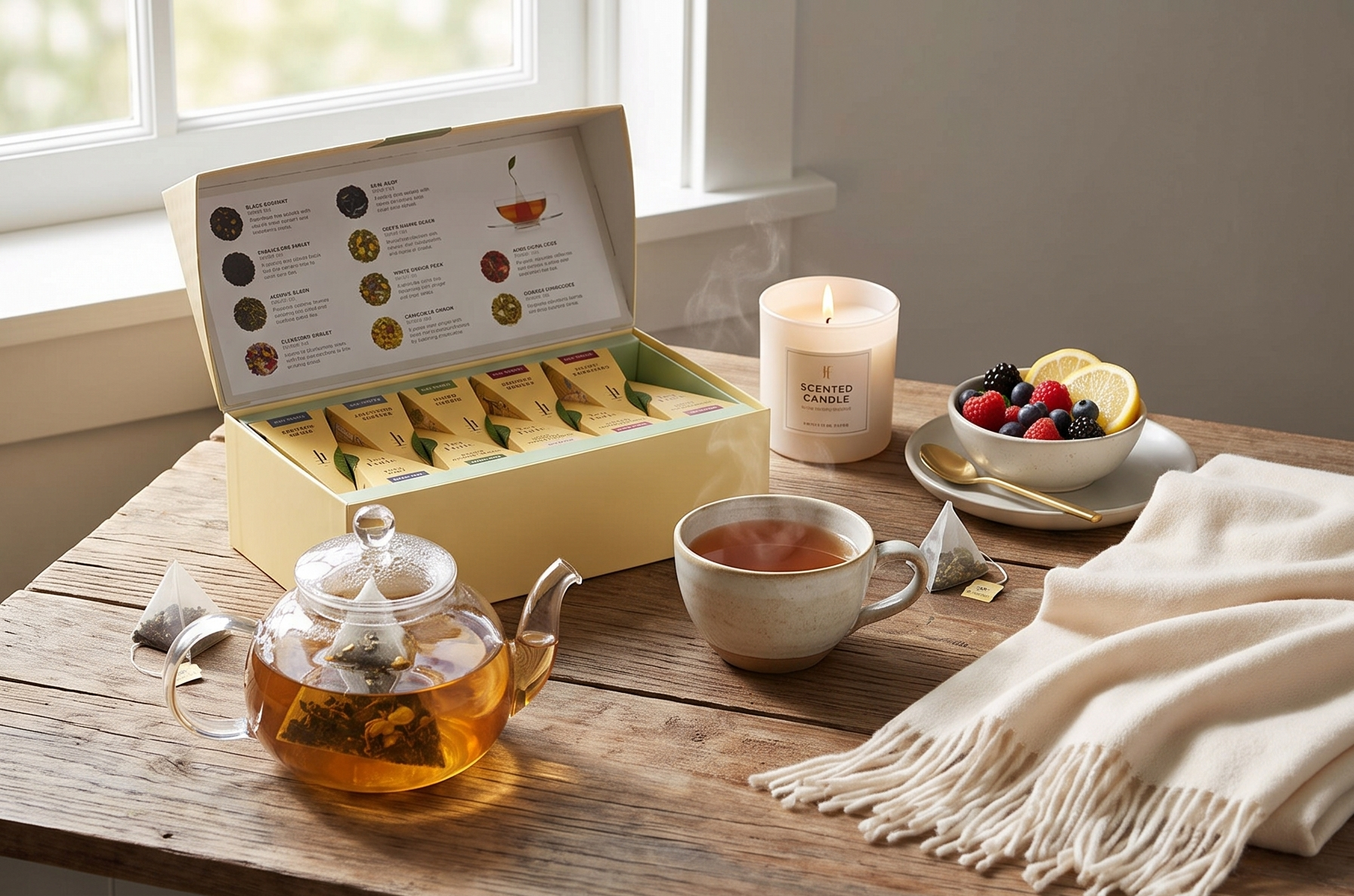 Tea Forte Premium Presentation Box Gift Set Sampler, 20 Count, Assorted Blends Individually Wrapped Handcrafted Pyramid Infuser Bags, Assorted Classic