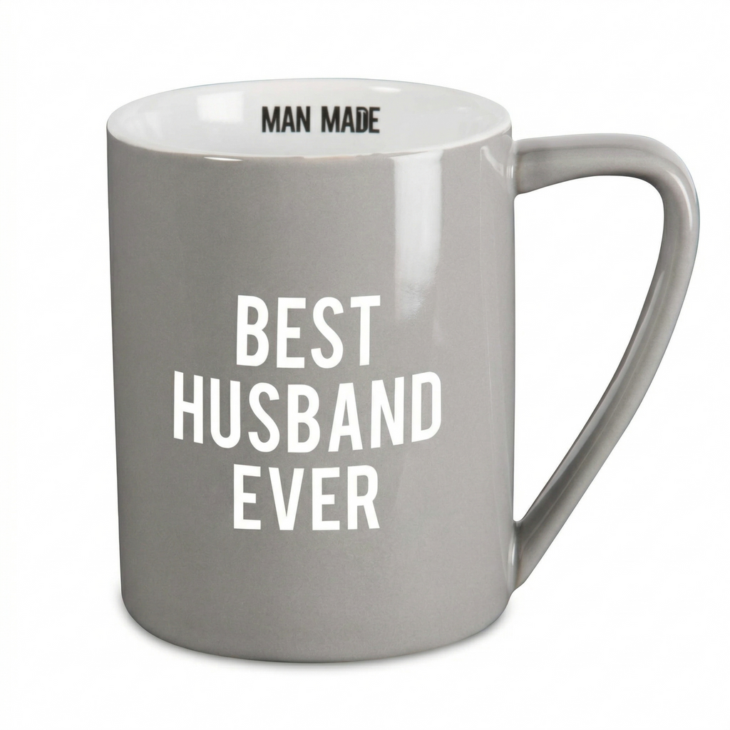 Pavilion Gift Company Man Made Best Husband Ever Coffee Mug, 18 oz, Gray